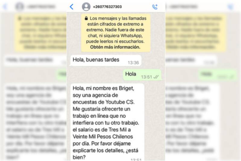 Este es el mensaje que reciben las personas al momento de la estafa.