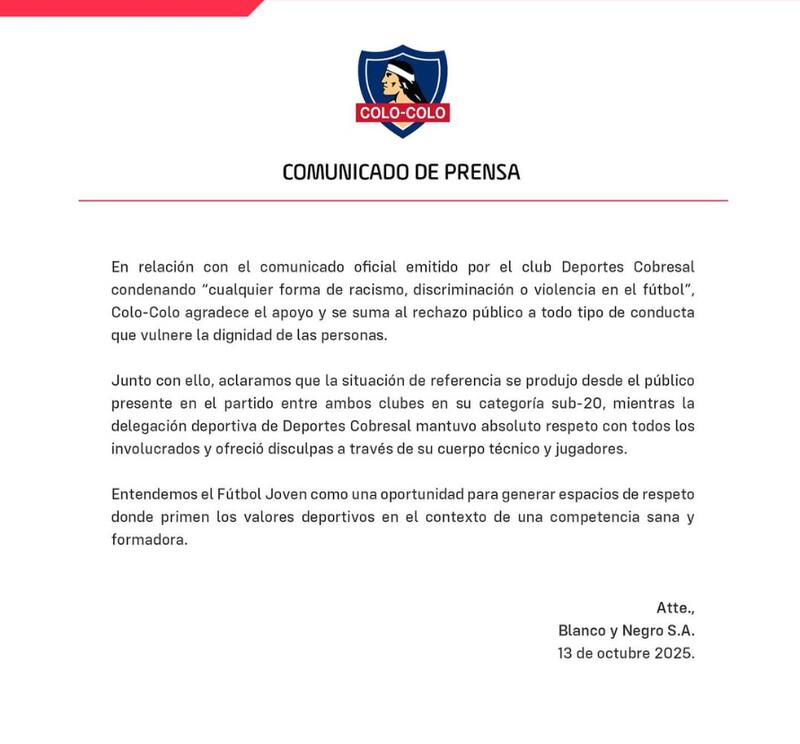 El comunicado de Blanco y Negro por los insultos racistas a Clerveaux