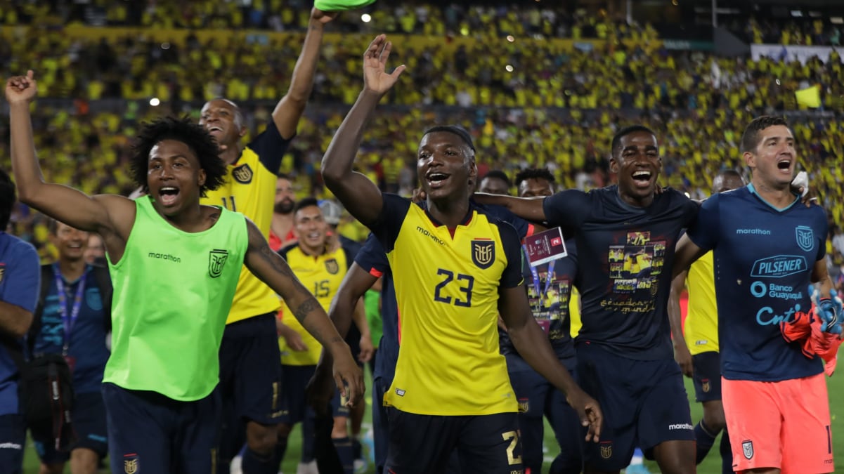 Jugadores de la Selección de Ecuador celebrando el paso al Mundial de Qatar 2022.
