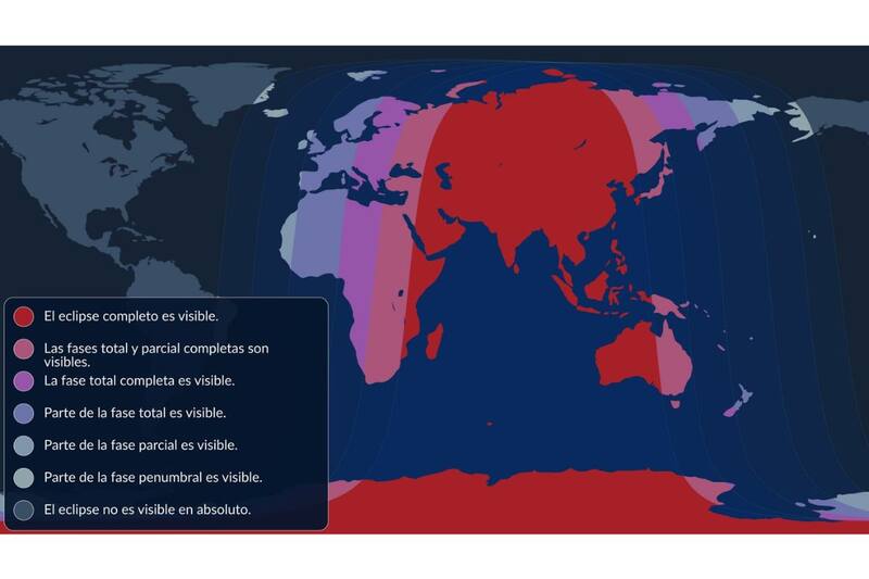 En estos lugares se podrá ver de manera completa, según la información entregada por la plataforma.
Créditos: StarWalk Space.