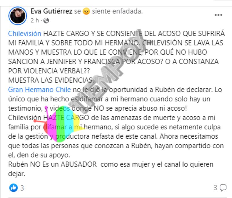 Eva Gutiérrez alza la voz contra CHV y “Gran Hermano” Chile