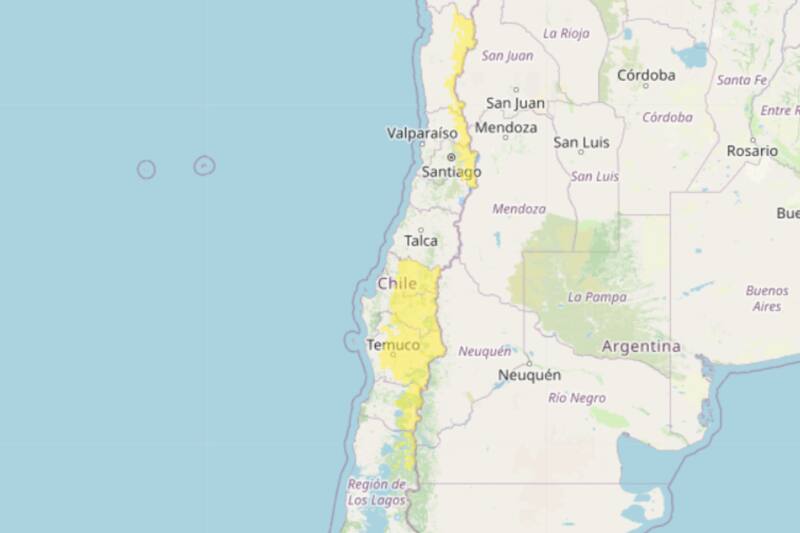 El fenómeno se concentrará principalmente en los sectores cordilleranos y precordilleranos de los sectores afectados. Créditos: DMC.