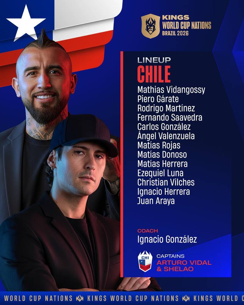 La nómina de Chile para la Copa del Mundo. Foto: @KingsLeague