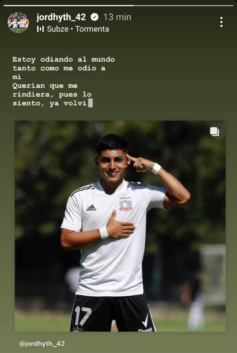 El desafiante mensaje de Jordhy Thompson en Colo Colo. Foto: Colo Colo.