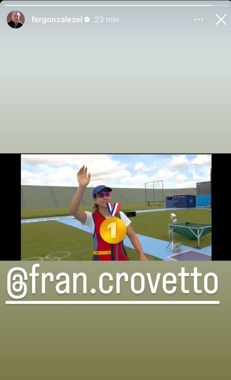 La reacción de Fernando González a la medalla de oro de Francisca Crovetto.