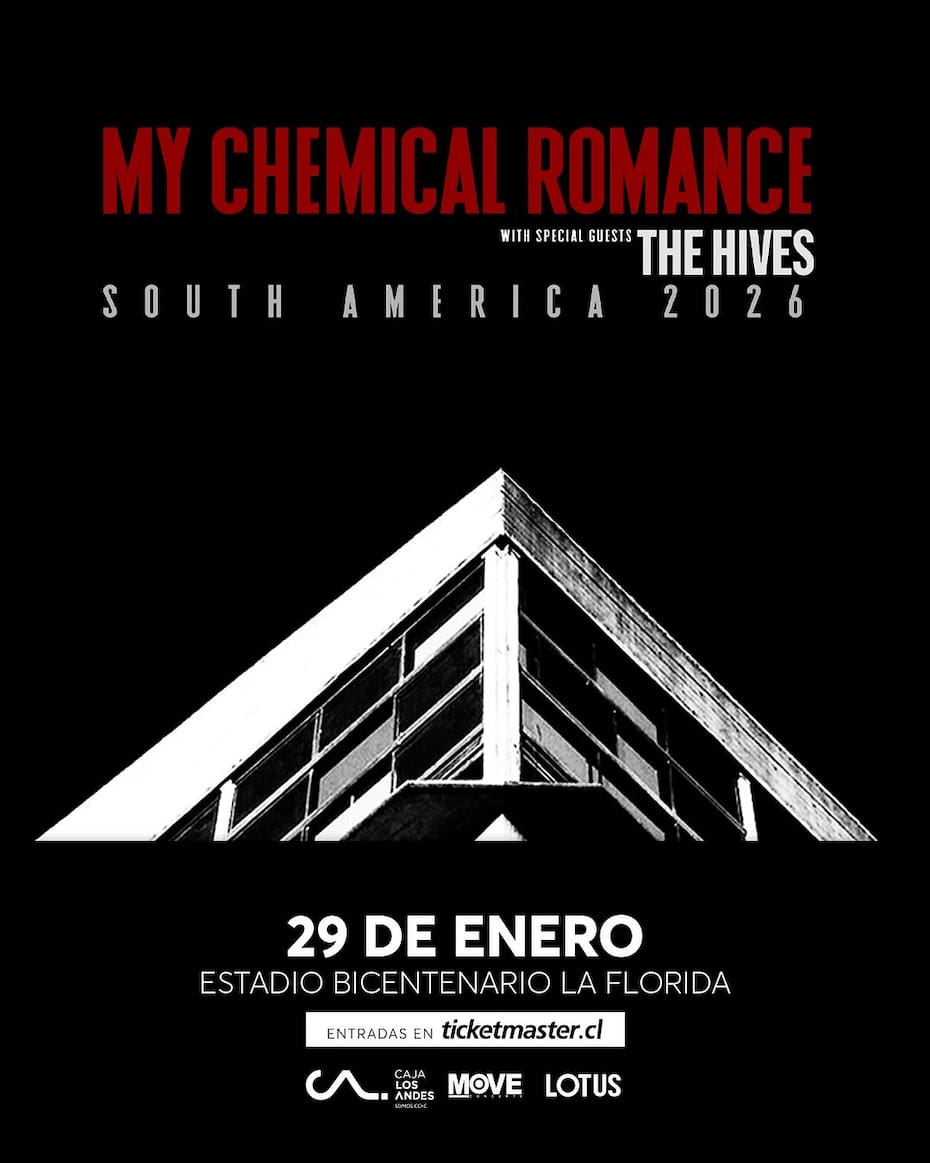 Afiche oficial del concierto que la banda dará en el Estadio Bicentenario de La Florida.