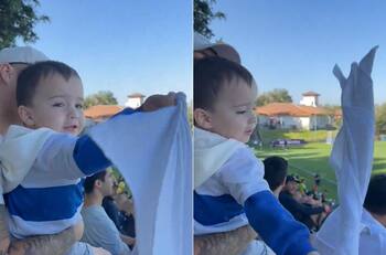 VIDEO | Pequeño hijo de ex campeón con la UC enternece cantando canciones de los Cruzados en San Carlos