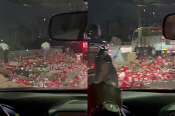 VIDEO | Camión que transportaba cervezas volcó en Autopista Central: generó gran congestión vehicular