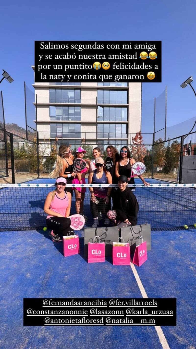Coté López y sus amigas post partido de pádel. Créditos: Instagram