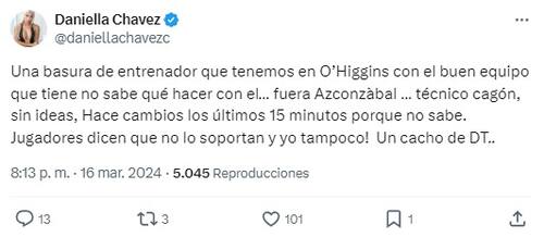 Daniela Chávez criticó con todo a Juan Manuel Azconzábal