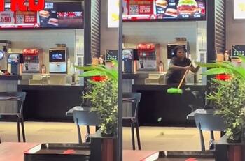 VIDEO | Captan momento en que un ratón apareció sobre el mesón de un local de comida rápida