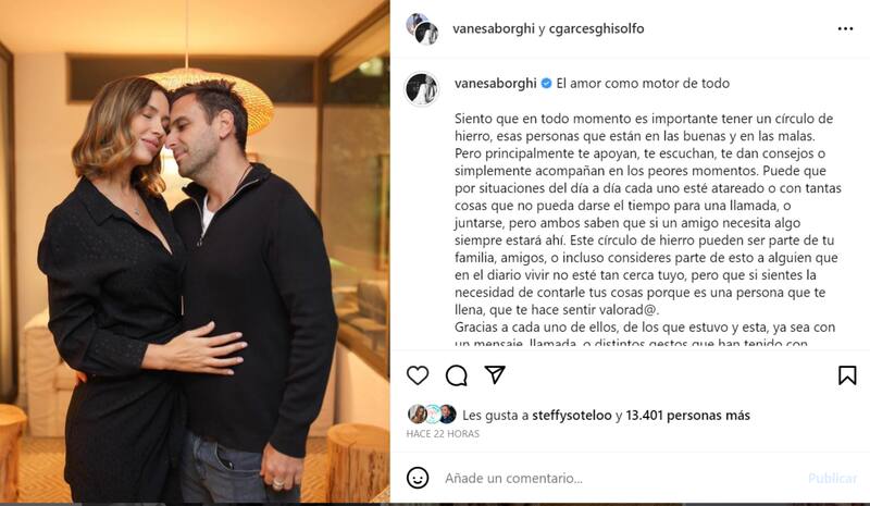 Publicación de Instagram de Vanesa Borghi