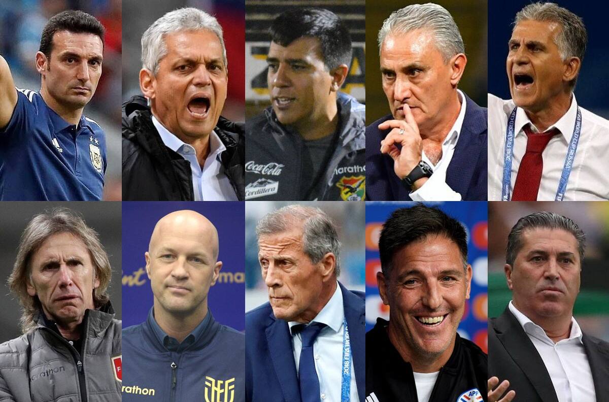 Los entrenadores de las 10 selecciones sudamericanas para las Clasificatorias