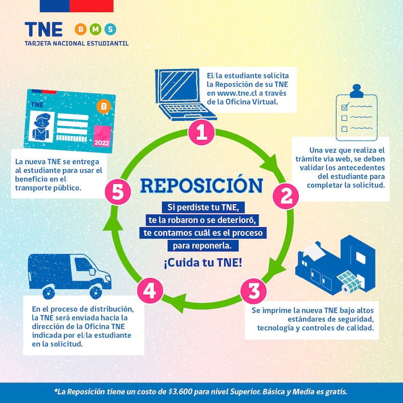 Estos son los pasos a seguir si haces la solicitud de reposición de manera online. Créditos: Oficina Virtual TNE