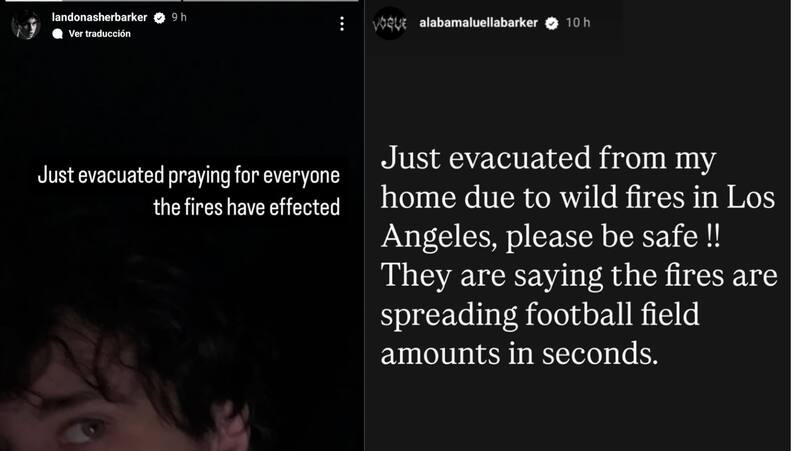 Comparten en Instagram su situación.
"Nos acaban de evacuar. Orando por todos los que han sido afectados por los incendios".