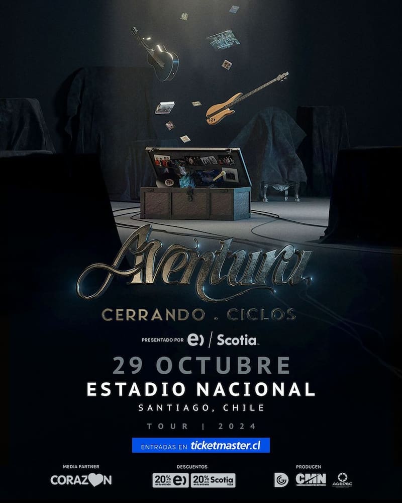 Aventura se presentará en el Estadio Nacional.