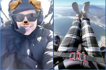 “Me acaba de apagar el motor”: Coté López transmitió en vivo adrenalínico y temeroso paseo en parapente junto a su padre