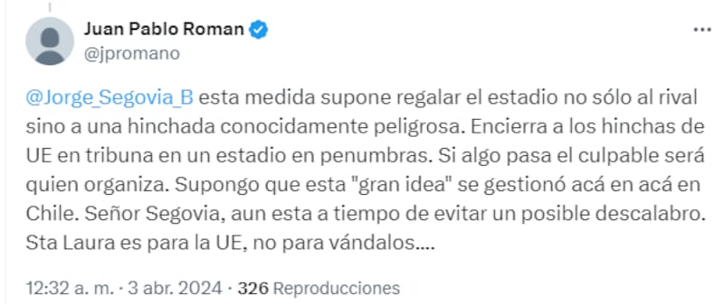 Hinchas critican medida de la dirigencia.