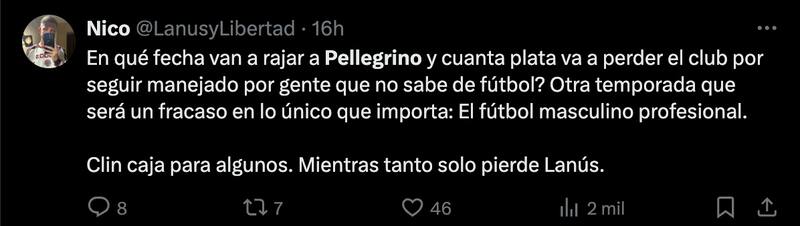 Cuestionaron a Mauricio Pellegrino.