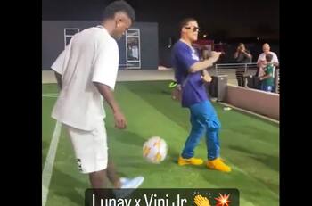 VIDEO | Héroe del Real Madrid se lució en Miami jugando fútbol con famoso cantante de reguetón