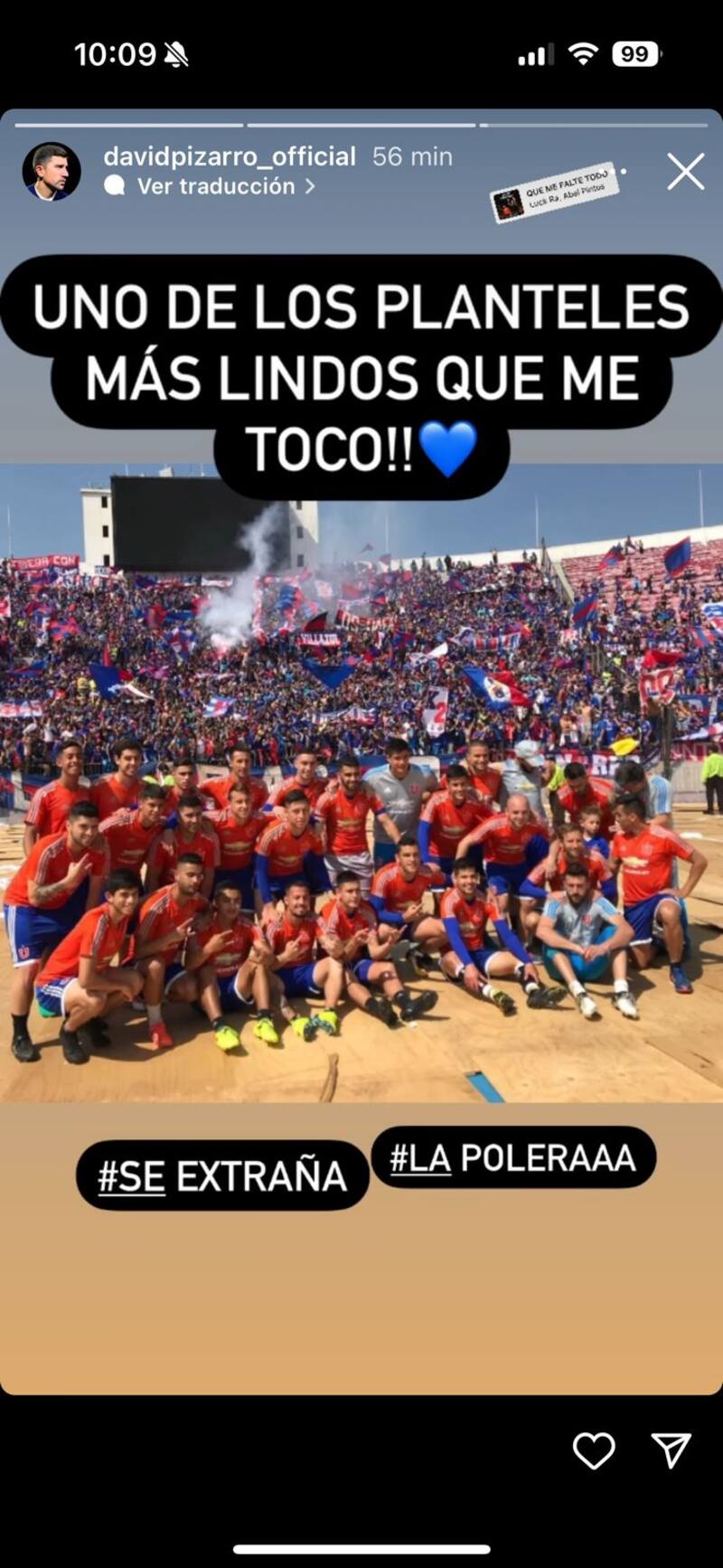 David Pizarro recordó su paso por la U en Instagram.