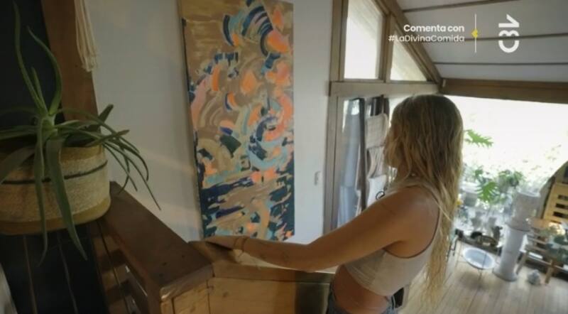 Daniela Castro mostró los cuadros que pinta. Créditos: Pantallazo CHV
