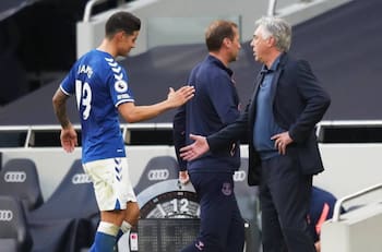 James Rodríguez y Yerry Mina, los nuevos regalones de Ancelotti en el Everton