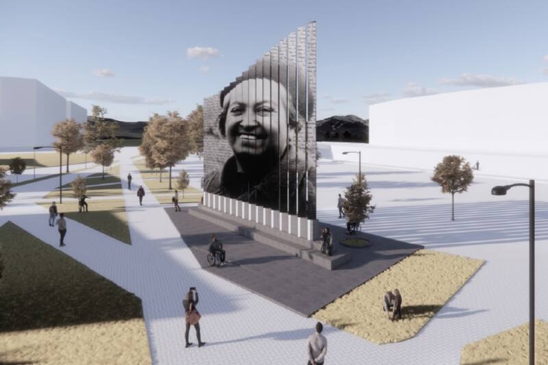 Así lucirá el monumento en honor de la poetisa, profesora y diplomática.