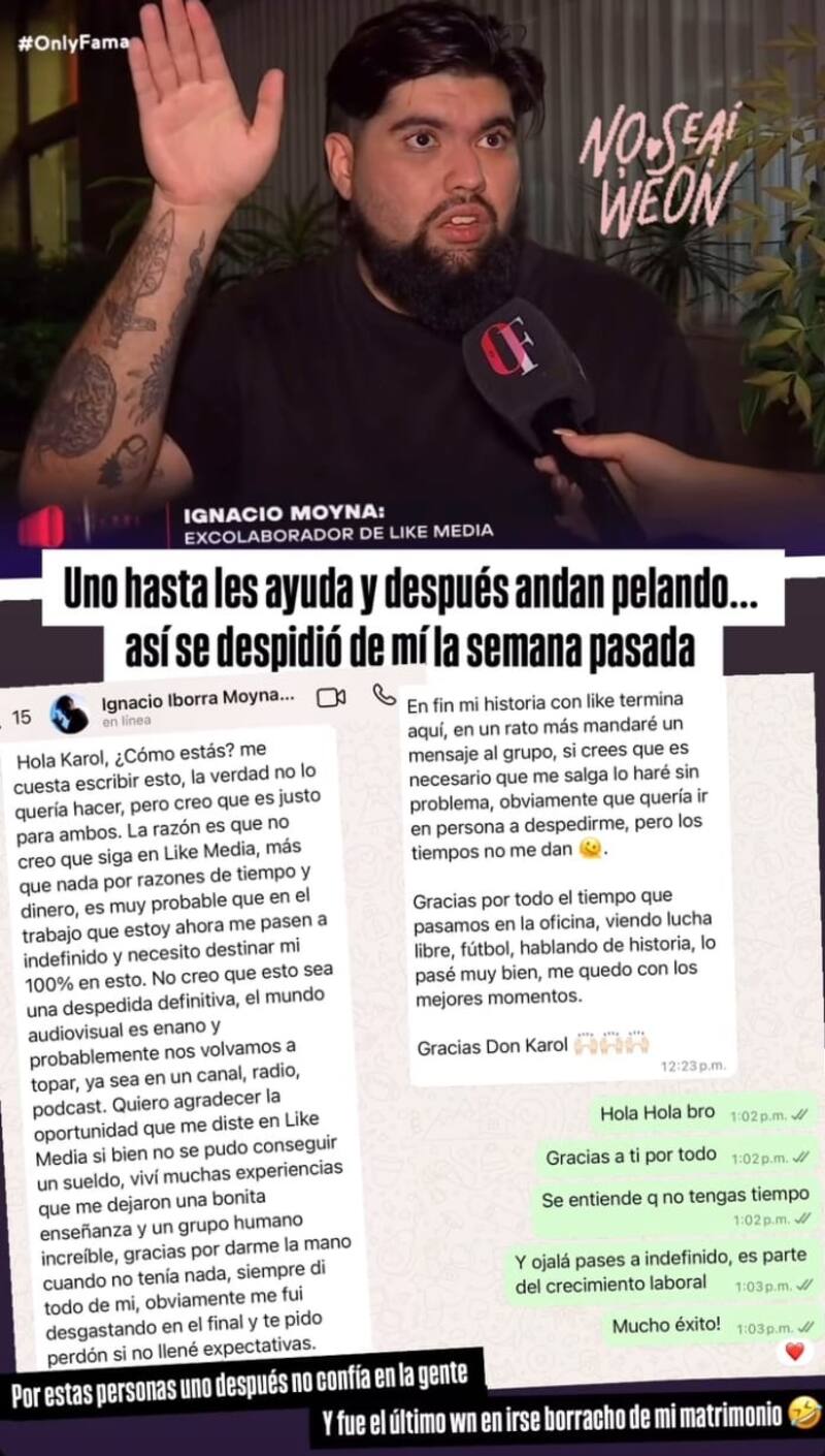 El comunicador se lanzó contra su extrabajador. Créditos: Instagram
