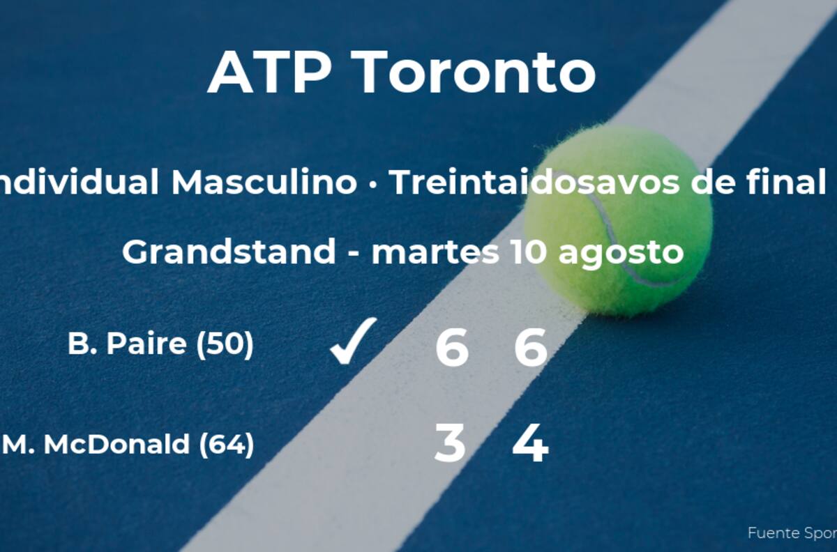 Benoit Paire le quita la plaza de los dieciseisavos de final a Mackenzie McDonald