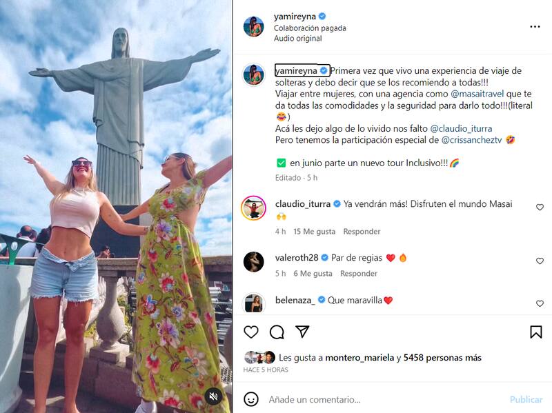Laura Prieto y Yamila Reyna disfrutan de un viaje de solteras en Río de Janeiro