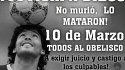 ¡No murió, lo mataron! Convocan a marcha para pedir justicia por la muerte de Diego Maradona