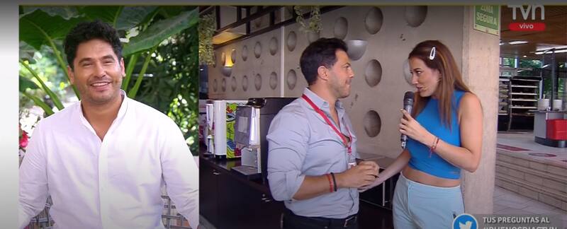 Simón Oliveros durante su llegada a TVN