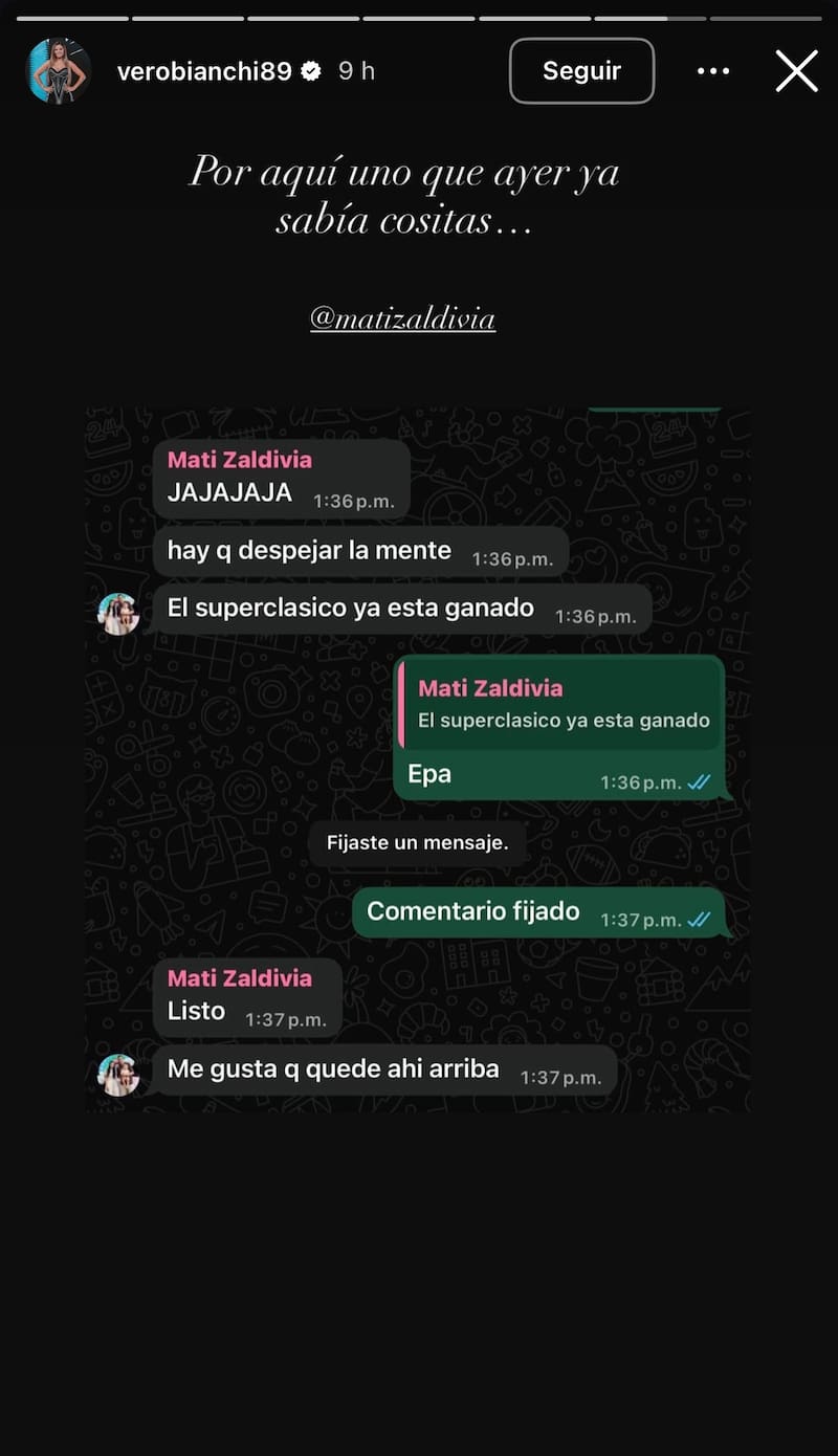 Mensaje de Matías Zaldivia en la previa del Superclásico. Foto: Captura Instagram.