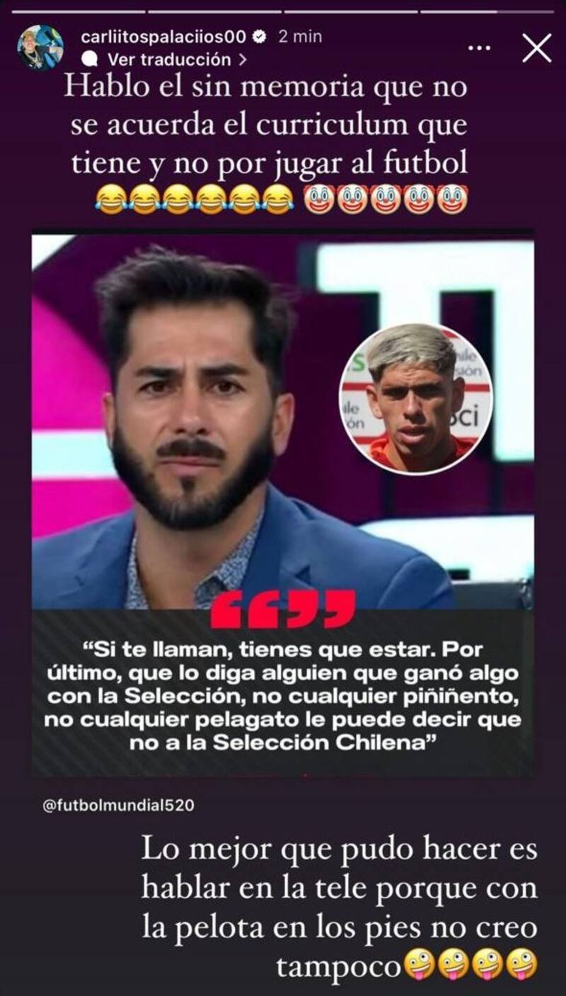Carlos Palacios le respondió a Johnny Herrera.