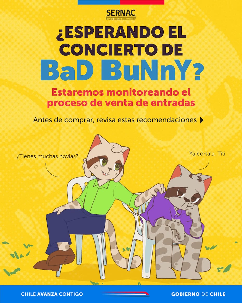 La entidad entregó recomendaciones ante la venta de entradas para Bad Bunny en Chile.