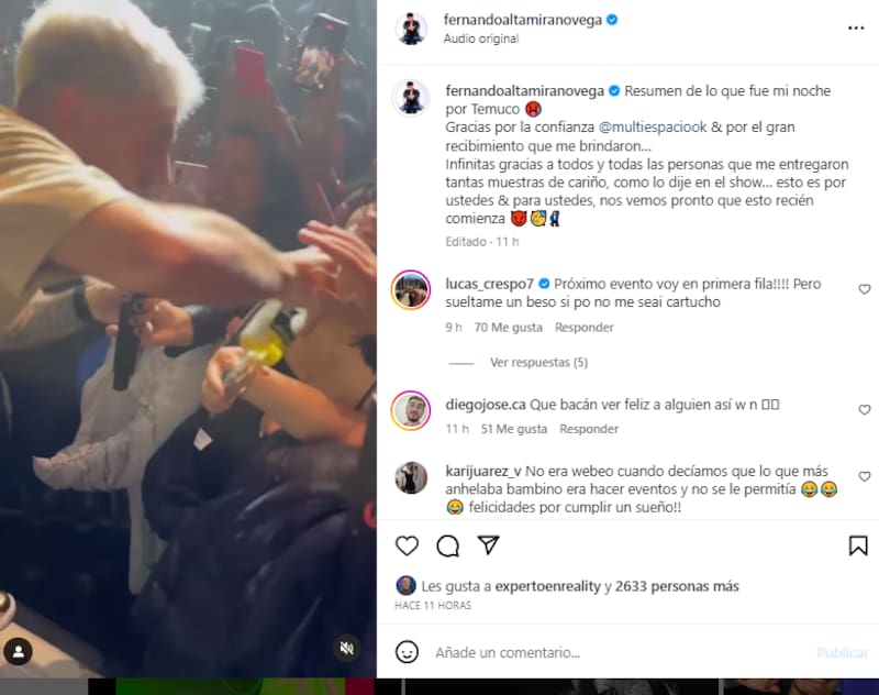 El encendido y exitoso evento en Temuco de Fernando Altamirano “Bambino”.