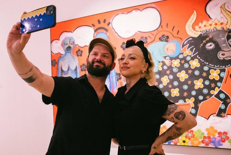 El presidente estuvo en la inaguración de la exposición de la cantante en el Parque Cultural de Valparaíso. Créditos: Instagram.