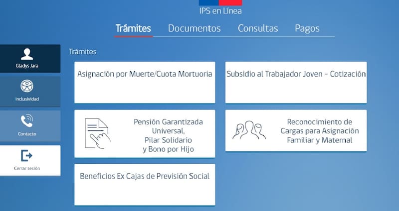 Así luce la plataforma para solicitar diferentes beneficios para adultos mayores.