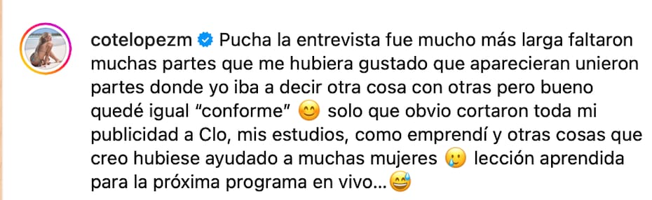La modelo se descargó en redes sociales.