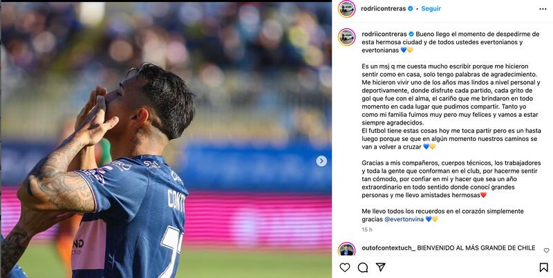 Despedida de Rodrigo Contreras.