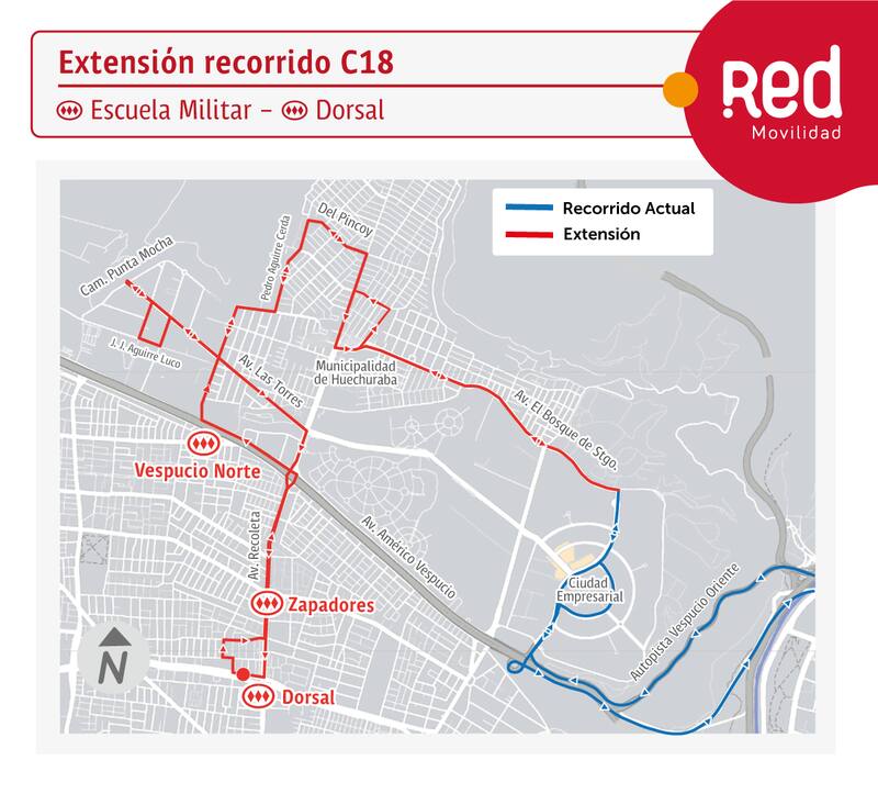Las modificaciones cubrirán el antiguo trazado del servicio B19 y conectarán desde la estación Dorsal a el Metro Escuela Militar. Créditos: DTPM.