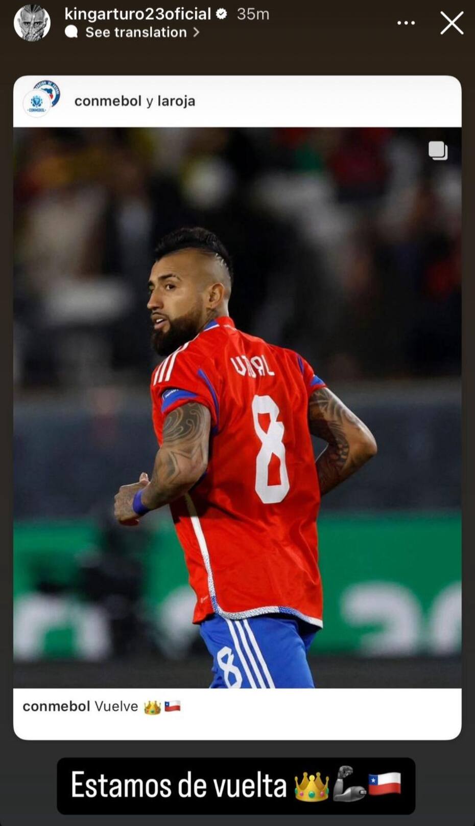Mensaje de Arturo Vidal tras su regreso a La Roja