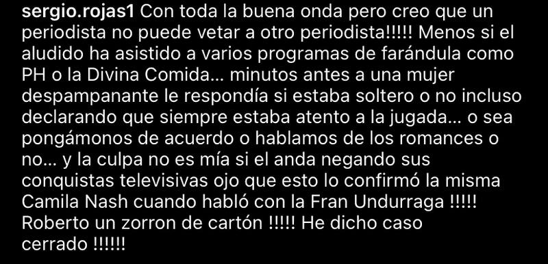 El descargo de Sergio Rojas contra Roberto Cox.