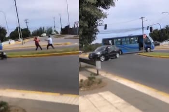 VIDEO | Violenta pelea entre dos conductores en San Antonio: Choferes y vehículos terminaron golpeados