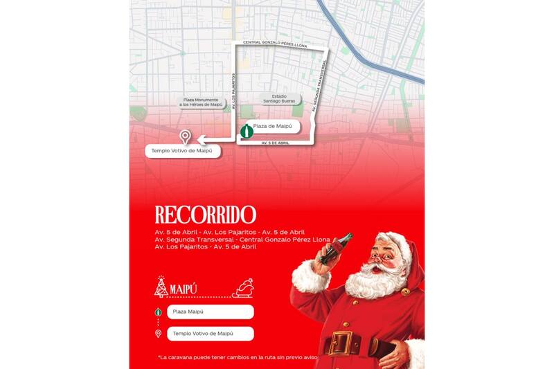 Este es el recorrido que tendrá por la comuna de Maipú.
Créditos: Coca-Cola Chile.