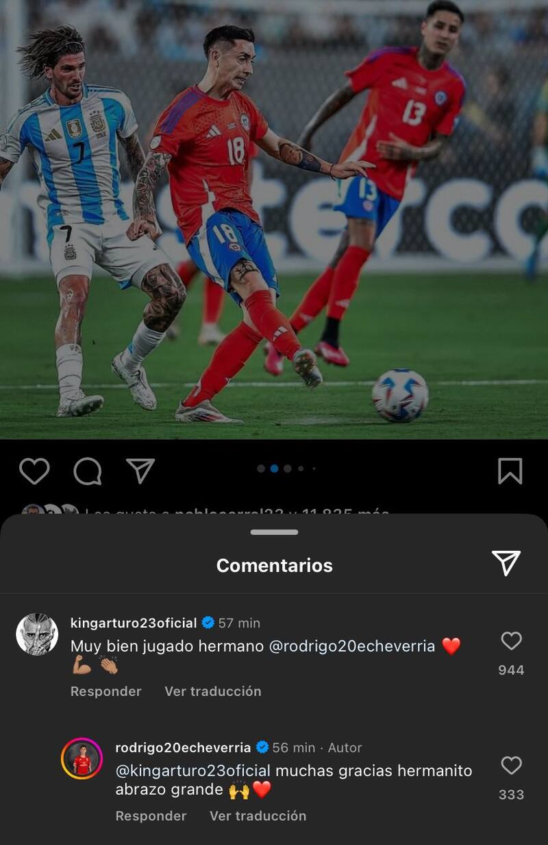 Arturo Vidal destacó el partido de Rodrigo Echeverría frente a Argentina por Copa América.