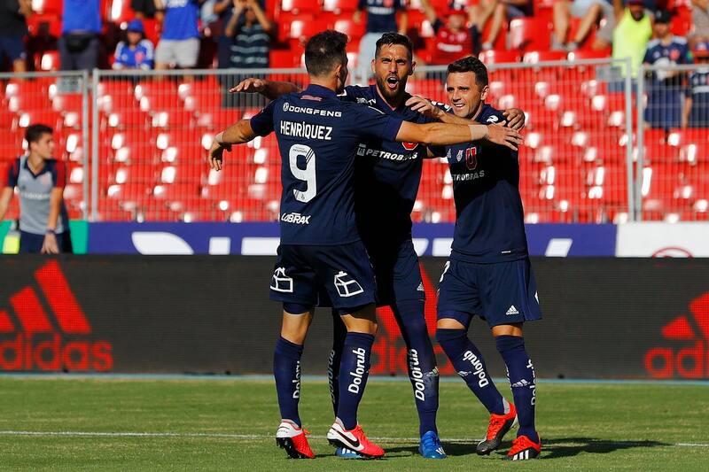 Futbol, Universidad de Chile vs Curico Unido.
Segunda fecha, campeonato nacional 2020
El jugador de Universidad de Chile Angelo Henriquez celebra su gol contra Curico Unido durante el partido por primera division jugado en el estadio Nacional.
Santiago, Chile.
01/02/2020
Felipe Zanca/Photosport
Football, Universidad de Chile vs Curico Unido
Second date, National Championship 2020
Universidad de Chile's player Angelo Henriquez celebrates his goal against Curico Unido during first division football match at Nacional stadium.
Santiago, Chile.
01/02/2020
Felipe Zanca/Photosport