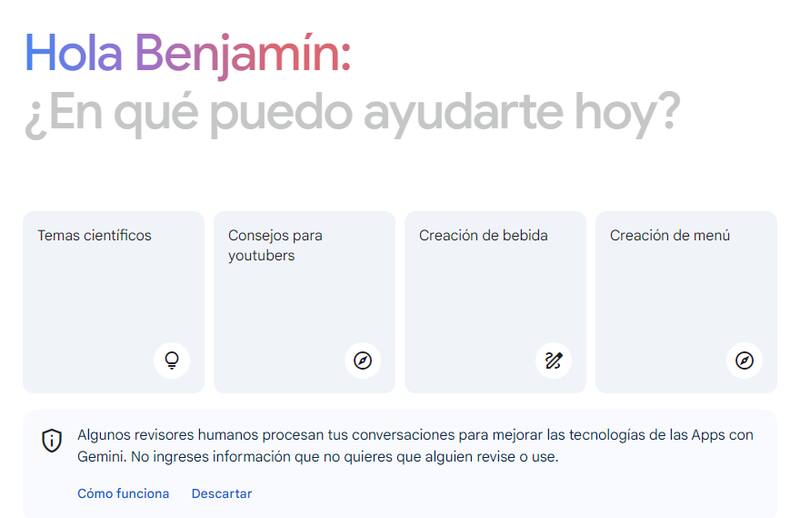 Alguno de los temas que ofrece Gemini.