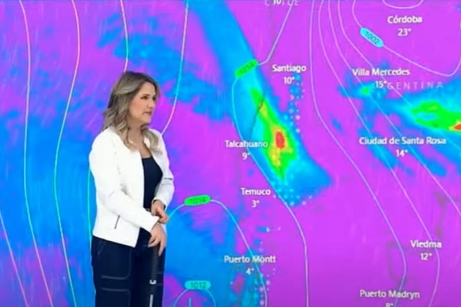 Michelle Adam, aseguró que un sistema frontal llegará a la zona central durante la semana del 18.
Créditos: Canal 13.